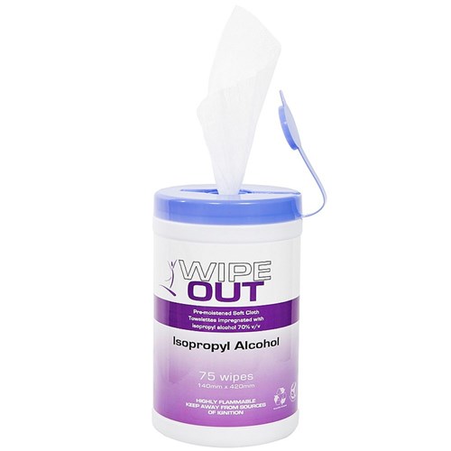 Wipe Out - 70% Isopropyl Alcoh Wipes (75 Pack) Canister